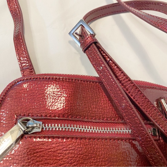 Hobo Camila Metallic Leather Burgundy Crossbody Satchel - Picture 4 of 13